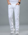 Men's Business Straight-Leg Stretch Pure White Jeans