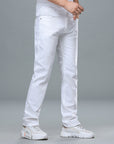 Men's Business Straight-Leg Stretch Pure White Jeans