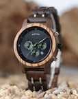 Bobobird Wooden Watch Three-Eye Multi-Function Simple Waterproof Ladies Watch