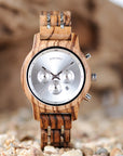 Bobobird Wooden Watch Three-Eye Multi-Function Simple Waterproof Ladies Watch