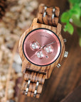 Bobobird Wooden Watch Three-Eye Multi-Function Simple Waterproof Ladies Watch