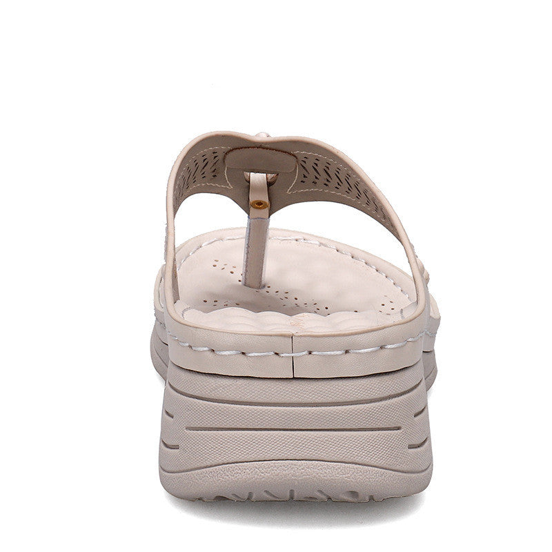 Women’s Hollow Wedge Sandals – Lightweight EVA Cowhide Slip-On Shoes