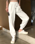 White Loose And Thin Waist Trousers