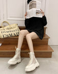 Thick-Soled White Mesh Hollow Short Boots Women