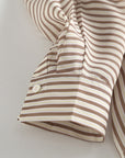 Lapel Striped Long-sleeved Shirt Women