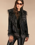 Imitation raccoon fur sheepskin leather jacket ( 3 to 7 days shipping)