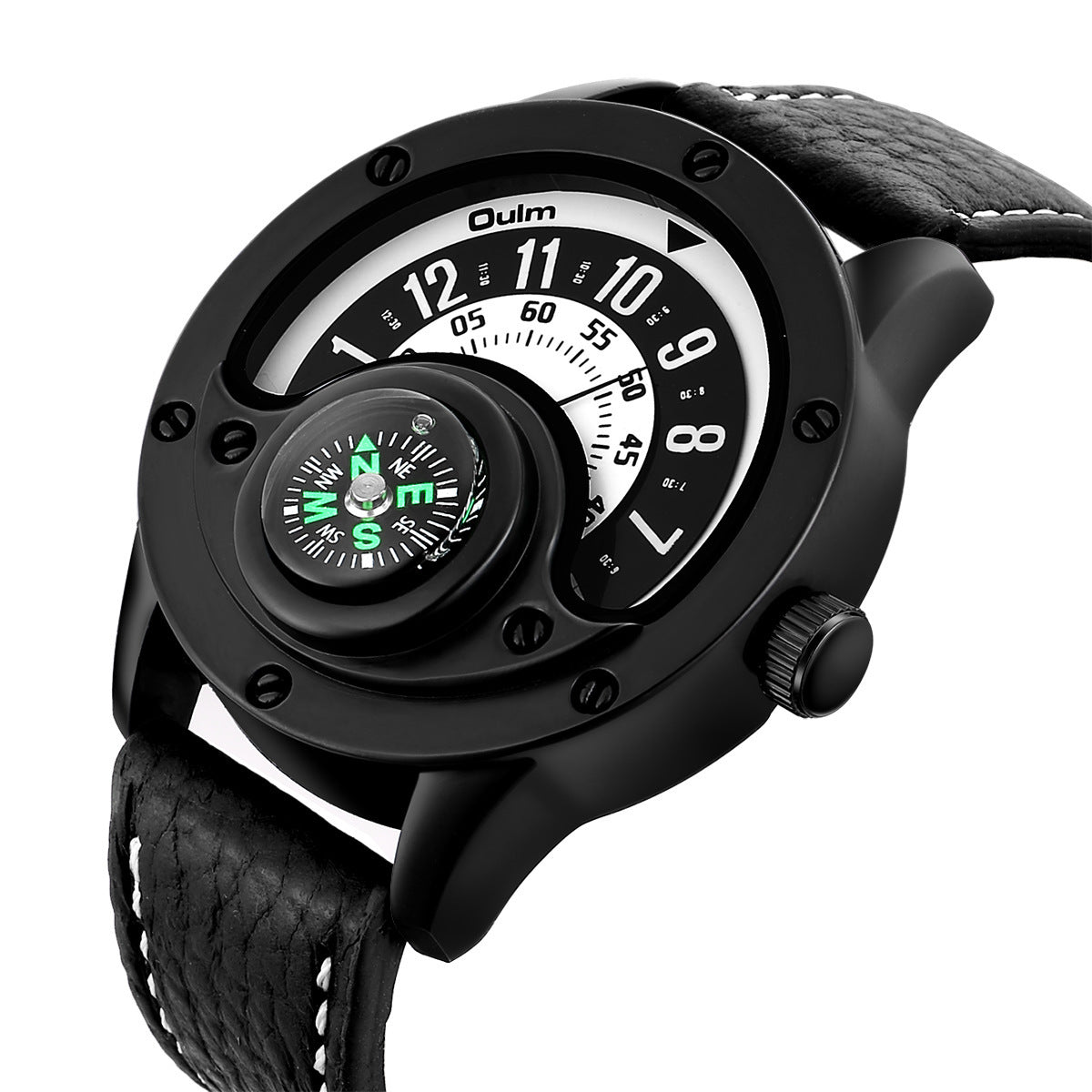 New Sport Watches Men Decorative Compass Unique Design Male Quartz Clock Men&#39;s Leather Strap Casual Wrist Watch