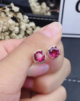 New Mg Al Garnet Earrings Female Crystal Clean, Good Quality, 925 Silver Precision Inlay ( 3 TO 7 DAYS SHIPPING)