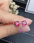 New Mg Al Garnet Earrings Female Crystal Clean, Good Quality, 925 Silver Precision Inlay ( 3 TO 7 DAYS SHIPPING)