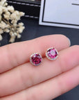 New Mg Al Garnet Earrings Female Crystal Clean, Good Quality, 925 Silver Precision Inlay ( 3 TO 7 DAYS SHIPPING)