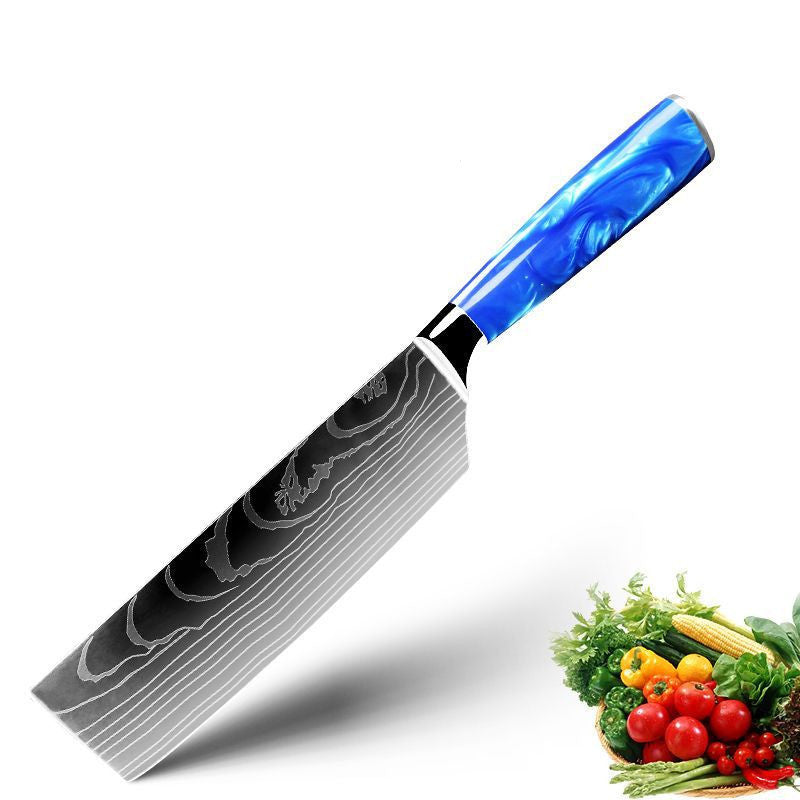 Household Chef Knife Knife Set With Light Blue Resin Handle