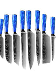 Household Chef Knife Knife Set With Light Blue Resin Handle