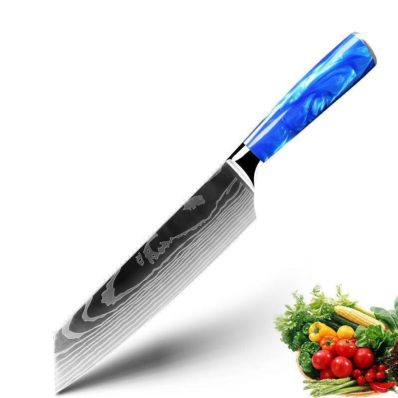 Household Chef Knife Knife Set With Light Blue Resin Handle