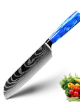 Household Chef Knife Knife Set With Light Blue Resin Handle