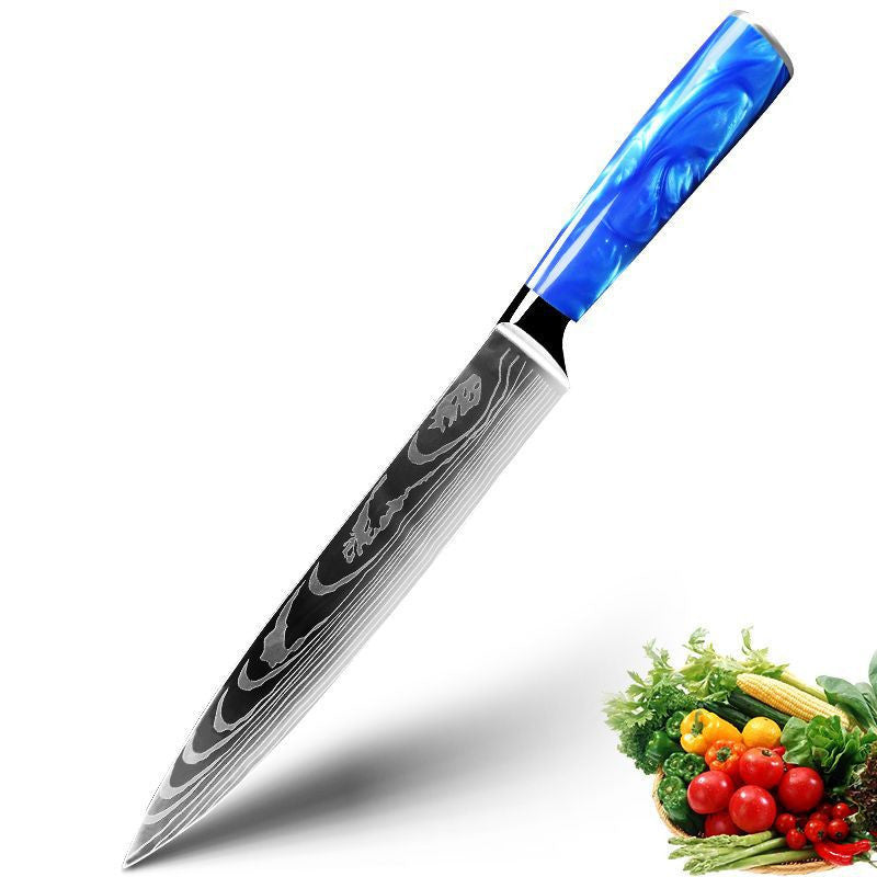 Household Chef Knife Knife Set With Light Blue Resin Handle