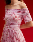 Women’s Floral Off-the-Shoulder Tiered Maxi Dress – Elegant Flowing Summer Charm