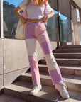 Women’s High-Rise Colorblock Slim-Fit Straight-Leg Jeans
