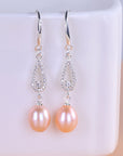 Women Natural Freshwater Pearl Earrings – 925 Sterling Silver Korean Style Heart & Water Drop Jewelry