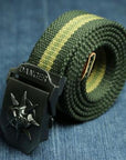 Men Canvas Skull Metal Belt