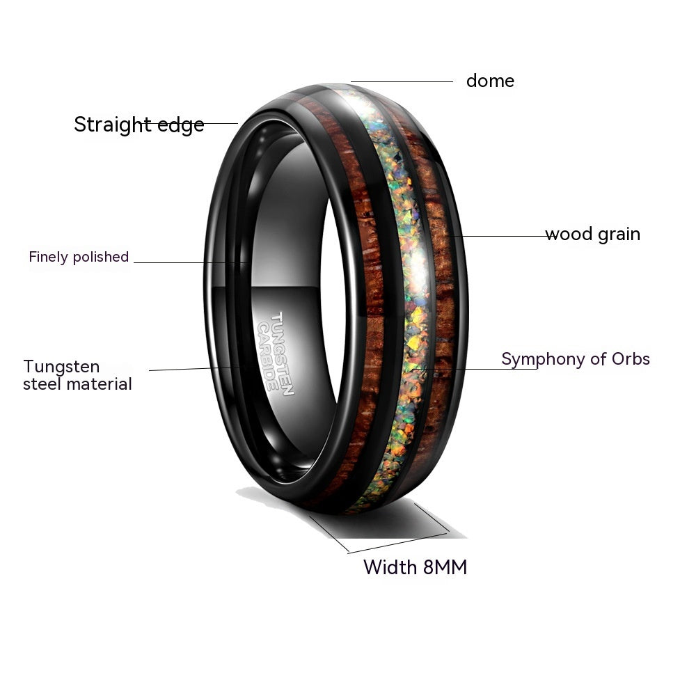 Wide Black Curved Tungsten Steel Ring For Men