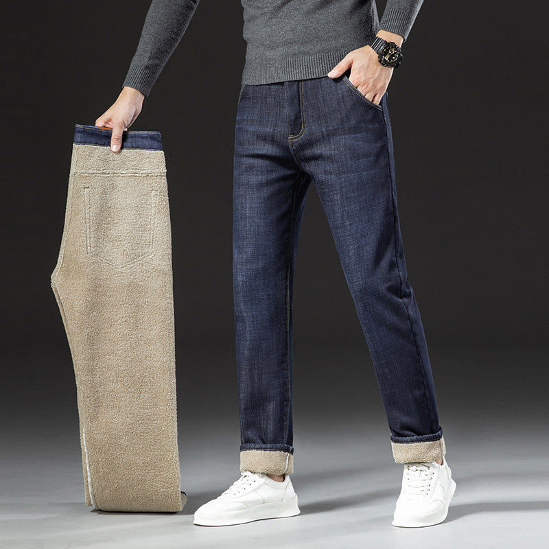 Men&#39;s Lambswool Fleece Padded Jeans Winter