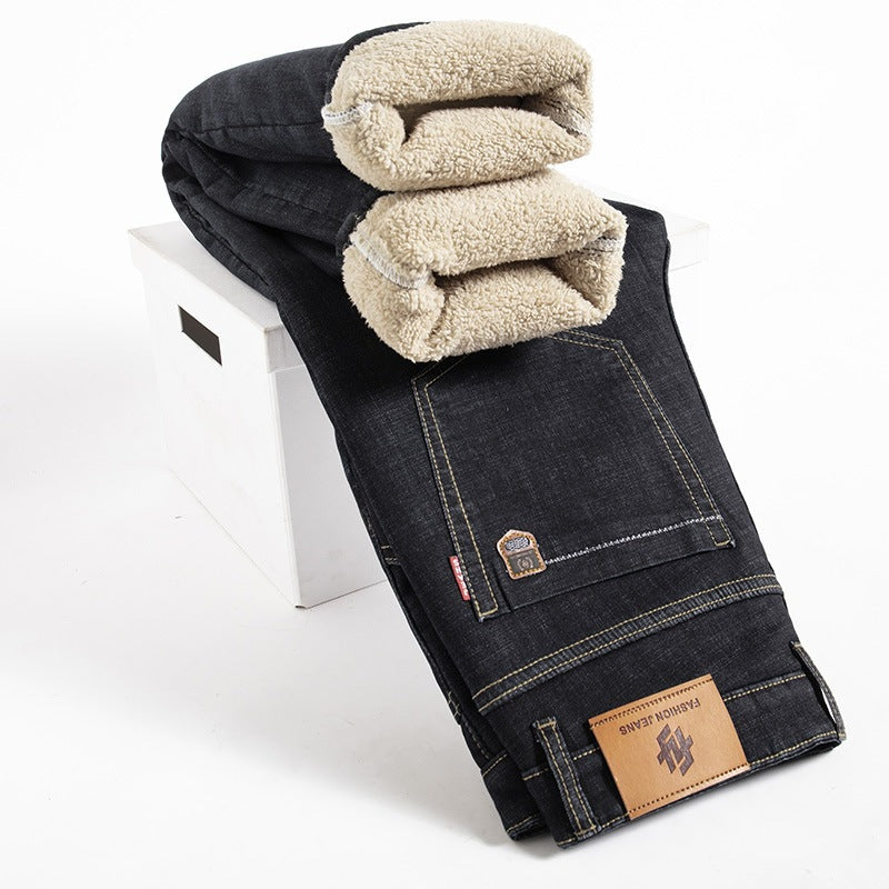 Men&#39;s Lambswool Fleece Padded Jeans Winter