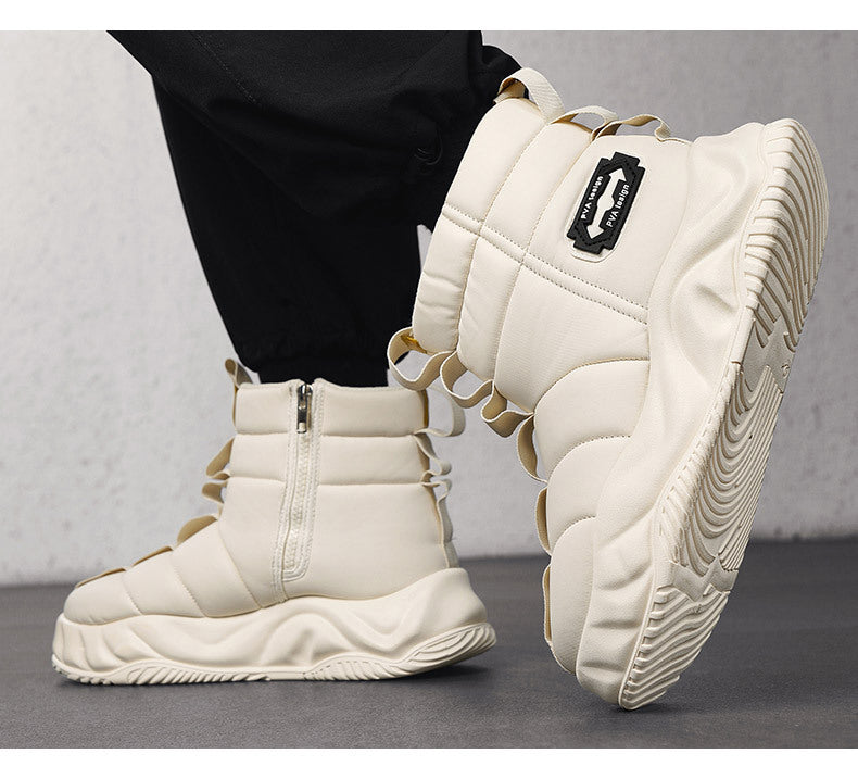 High-top Snow Boots Fur Men&#39;s Warm Slugged Bottom Cotton Shoes