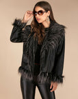 Imitation raccoon fur sheepskin leather jacket ( 3 to 7 days shipping)