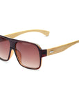 Wooden square sunglasses men