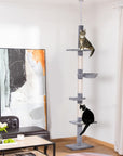 9 Foot Adjustable Height Floor To Ceiling Vertical Cat Tree - (USA ONLY + 3 TO 5 DAY SHIPPING)