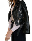 Women's leather short jacket