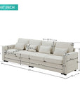 Seater Modern Linen Fabric Sofa With Armrest Pockets And 4 Pillows,Minimalist ( USA ONLY + 3 TO 5 DAYS SHIPPING)