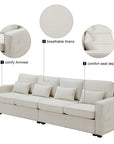 Seater Modern Linen Fabric Sofa With Armrest Pockets And 4 Pillows,Minimalist ( USA ONLY + 3 TO 5 DAYS SHIPPING)