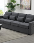 Seater Modern Linen Fabric Sofa With Armrest Pockets And 4 Pillows,Minimalist ( USA ONLY + 3 TO 5 DAYS SHIPPING)