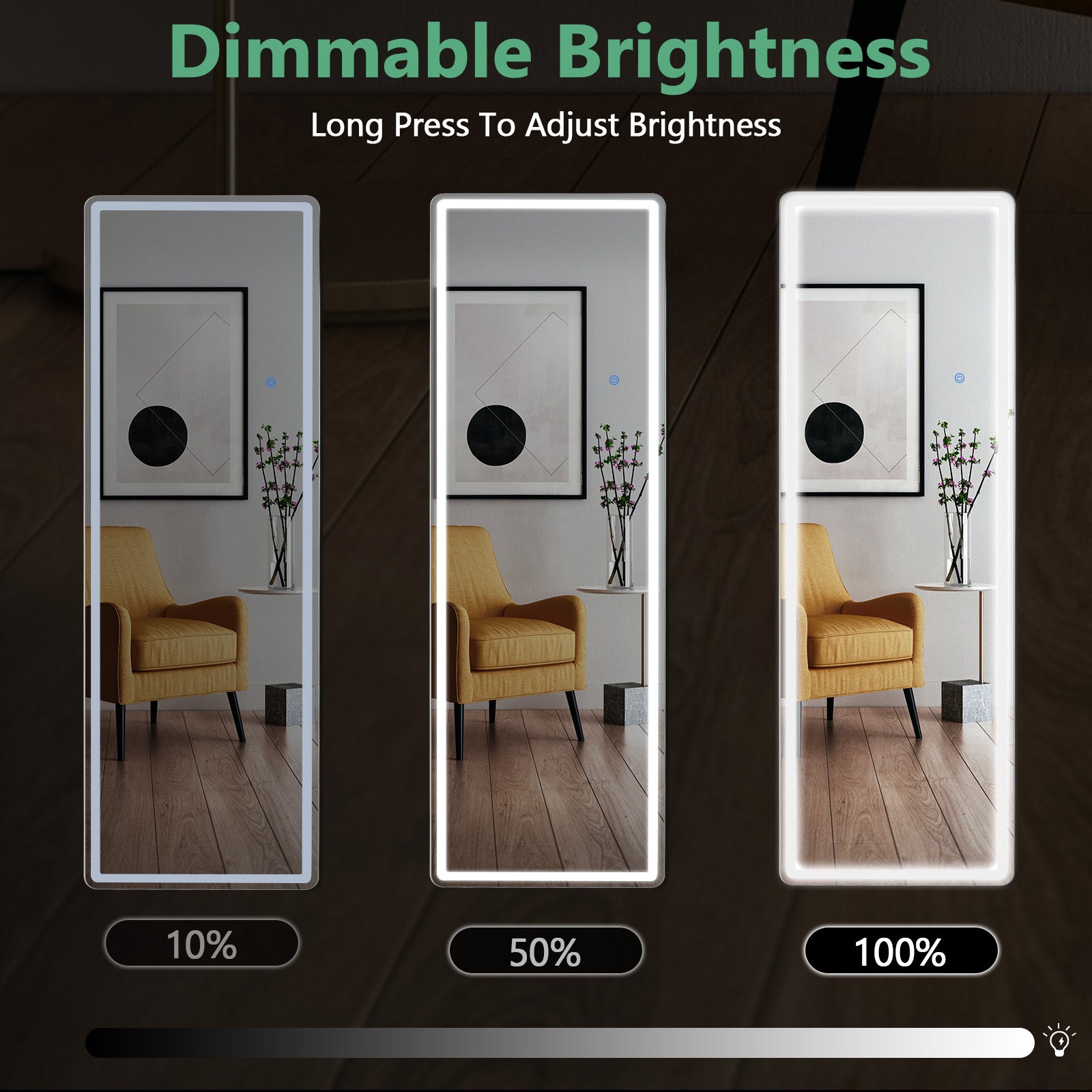 3 Color Lighting Mirror With LED Lights ( 3 TO 5 DAYS SHIPPING)