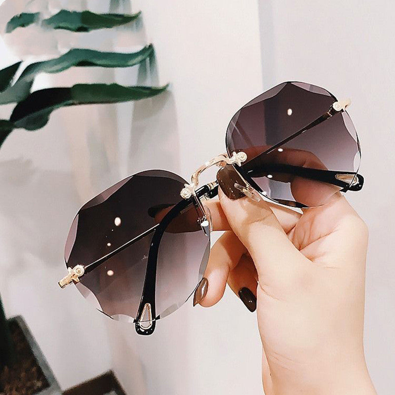 Polygonal Sunglasses Women Rimless Trimmed Sunglasses