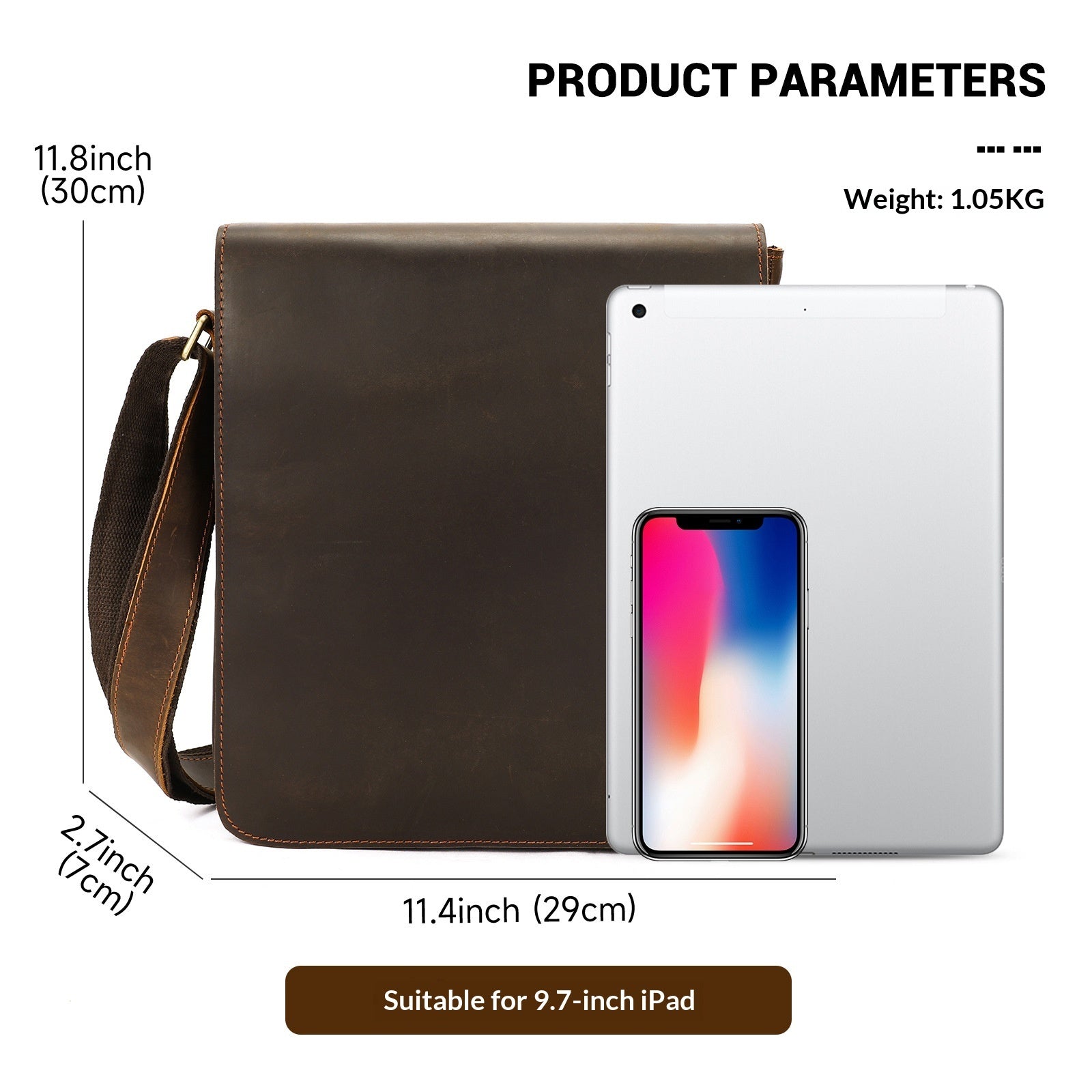 Men’s Genuine Horse Leather Crossbody Bag – Horse Leather Shoulder Bag