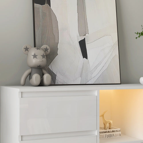 Storage Cabinet With White High Gloss LED Light ( 3 TO 5 DAYS SHIPPING)