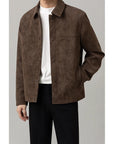 Men’s Light Mature Short Jacket – Casual Loose-Fit Polyester Coat