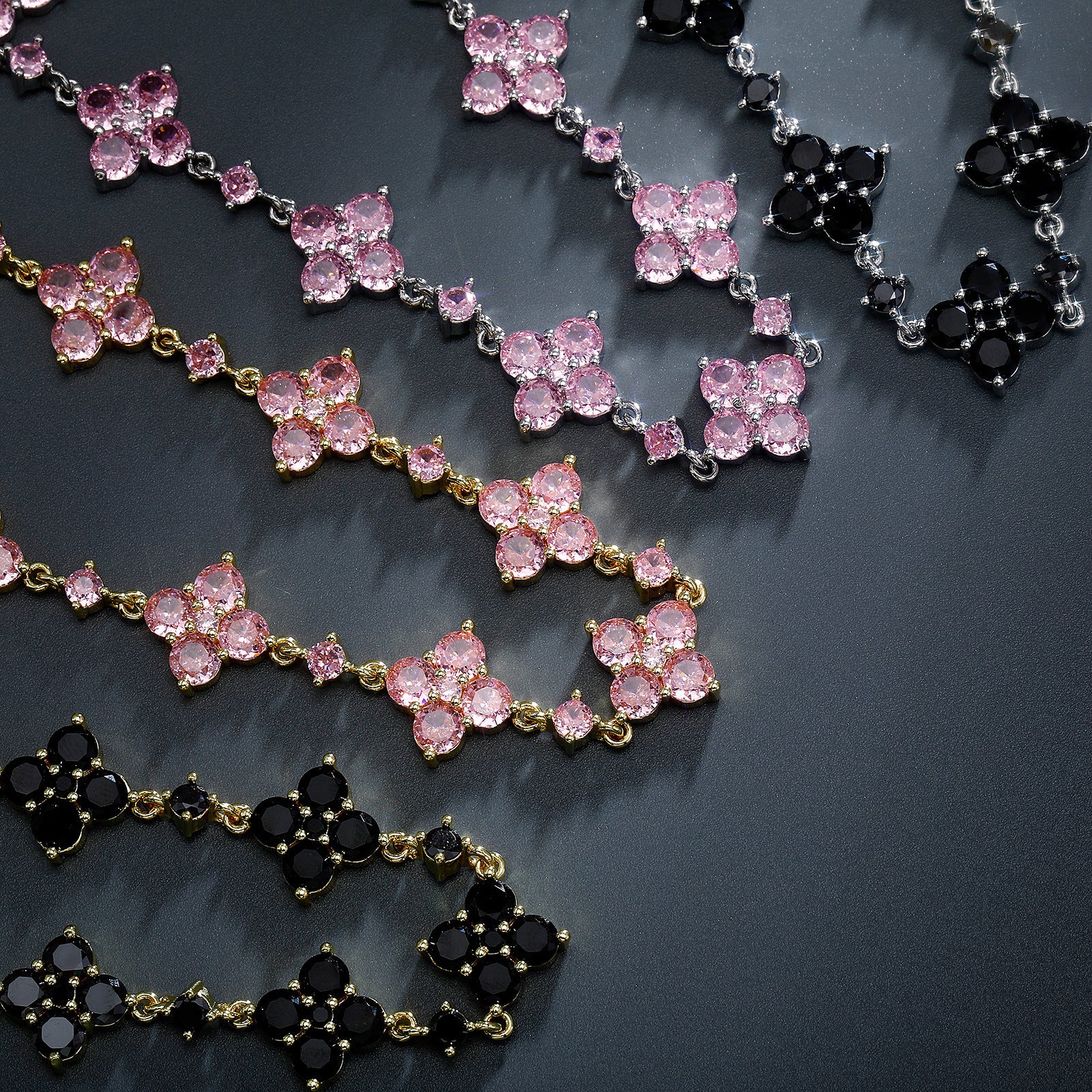 Women’s Flower Rhinestone Bracelet – Sparkling Zircon Copper Hand Jewelry