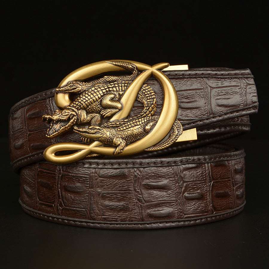 BeltCrocodile Buckle Men Belt Real Cowhide Automatic Buckle Casual