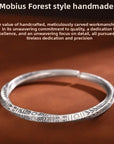 Men Möbius Ring 999 Pure Silver Bracelet – Solid Eternity Twist Bangle with Ethnic Vintage