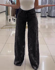 Y2K Lace Flower Hollow Jeans – High Waist, Wide Leg & Effortlessly Chic