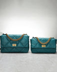 Women’s Genuine Sheepskin Chain Shoulder Bag – Quilted Rhombus Leather Messenger