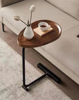 Brown C-shaped Side Table, Living Room Small Sofa Table ( USA ONLY + 3 TO 7 DAYS SHIPPING)