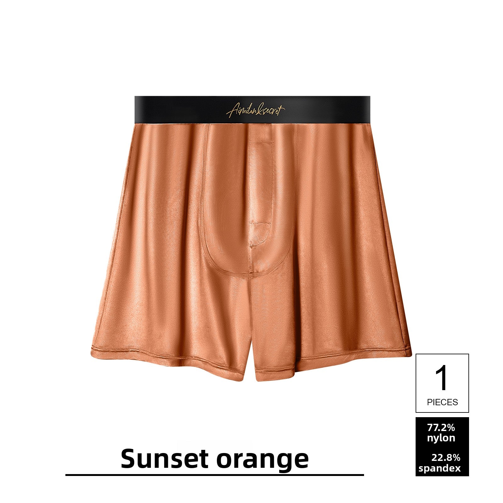 Men Ice Silk Boxer Briefs – Breathable Mid-Waist Satin Comfort Underpants