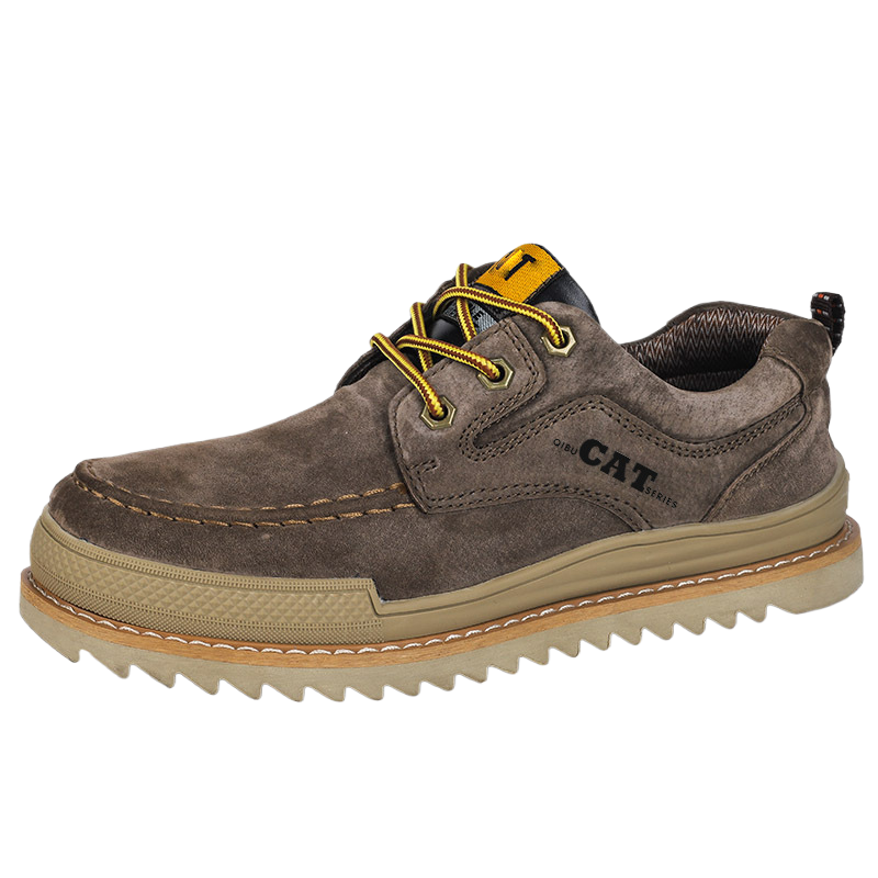 Men Genuine Cowhide Shoes – Breathable Lace-Up Leather Sneakers with Anti-Slip Rubber Sole