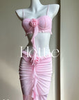 Heart Bikini Dress Three-piece Set Gathering Small Chest Steel Bracket