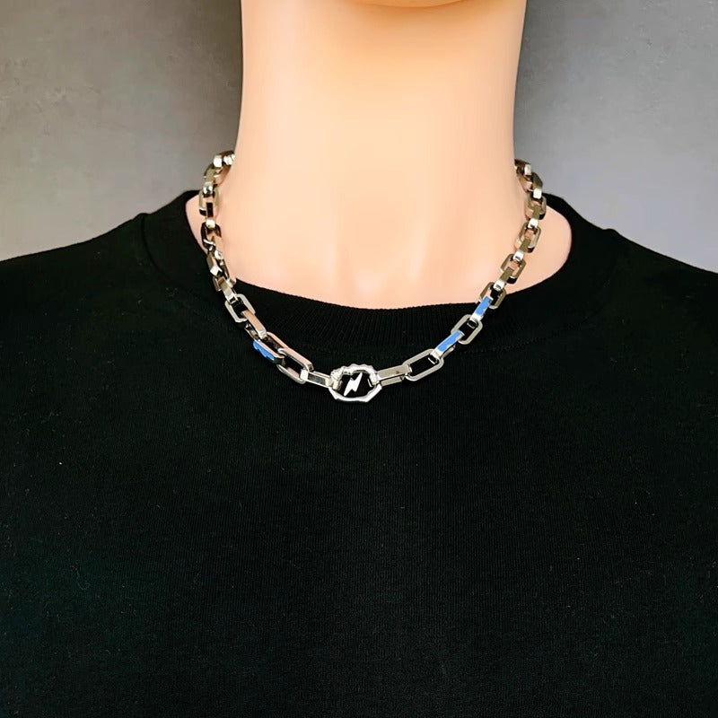 Men’s Sterling Silver Cuban Chain Necklace - 925 Silver Lightning Rope Necklace (50cm/55cm, Non-Tarnish, Hypoallergenic)