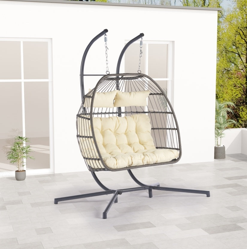 2 Person Outdoor Rattan Hanging Chair ( USA ONLY + 3 TO 5 DAYS SHIPPING)